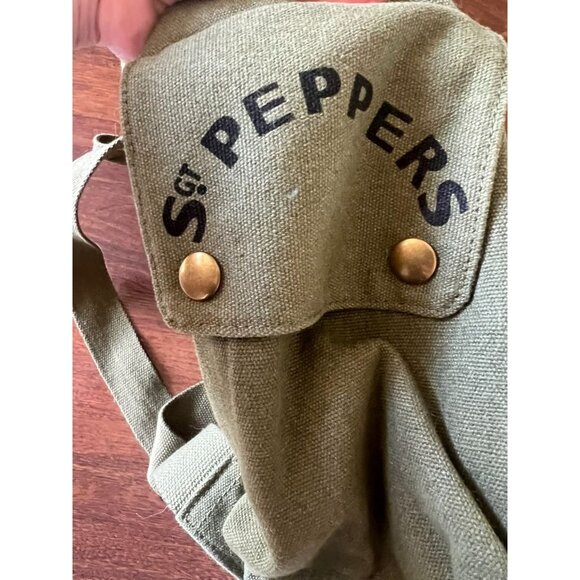 The Beatles Sgt. Pepper’s Canvas Backpack by Junk Food Olive Green Band Bag - Picture 4 of 9